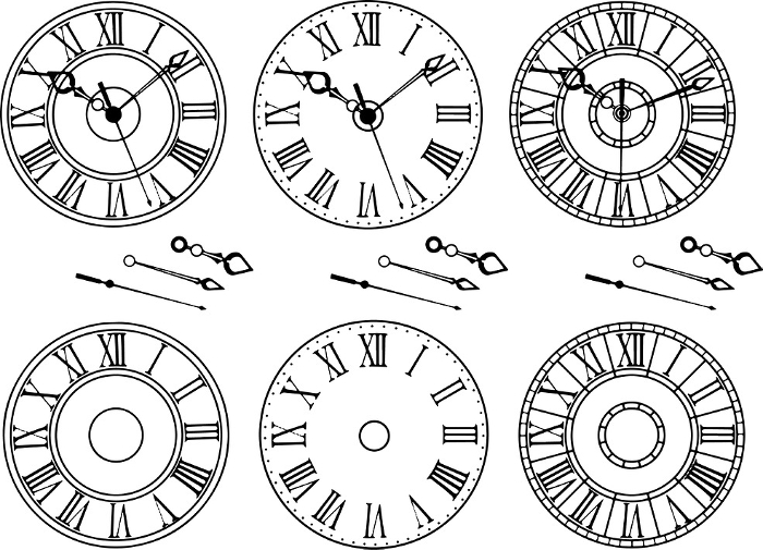 Vector antique watch dial Roman numerals analog black icon