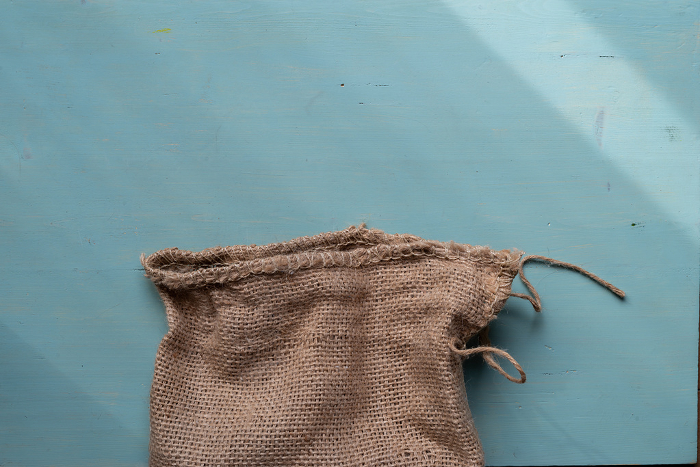 Old burlap sack on the floor