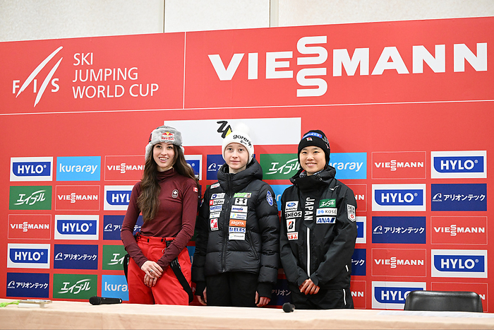 2023 24 Ski Jumping Women s World Cup in Zao, Japan  L R  Alexandria Loutitt  CAN , Nika PREVC  SLO  Nika PREVC  SLO , Yuki Ito  JPN , Yuki Ito  JPN  Yuki Ito  JPN , Yuki Ito  JPN  JANUARY 19, 2024   Ski Jumping :. FIS Ski Jumping World Cup Women s 1st Game Individual Normal Hill press conference at Aliontek Zao Schanze, Yamagata, Japan.  Photo by MATSUO. K AFLO SPORT 