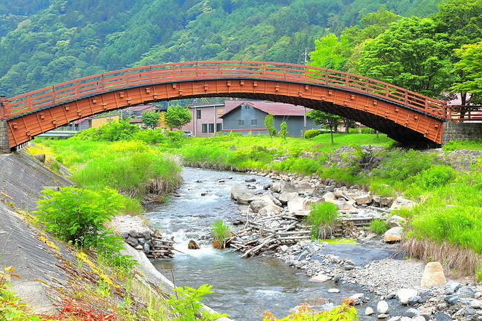 Narai River and Narai-Kiso Bridge Shiojiri, Nagano, Japan