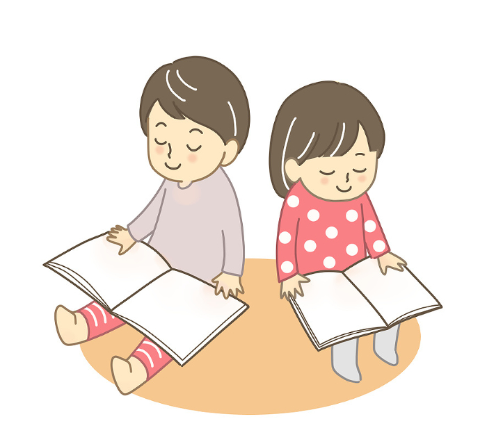 Children reading picture books