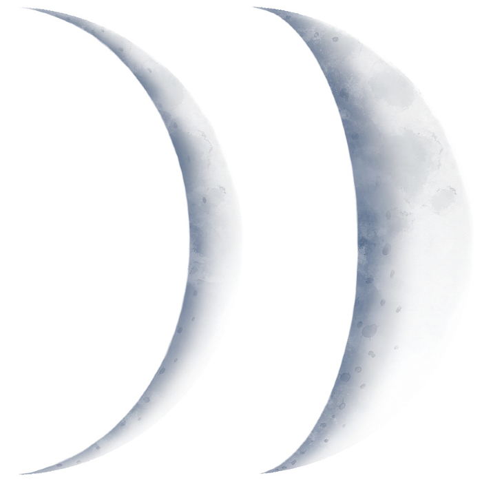 set of realistic crescent moon Clip art of moon phase