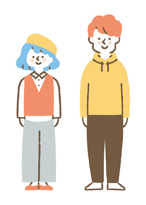 College men and women standing side by side _Color