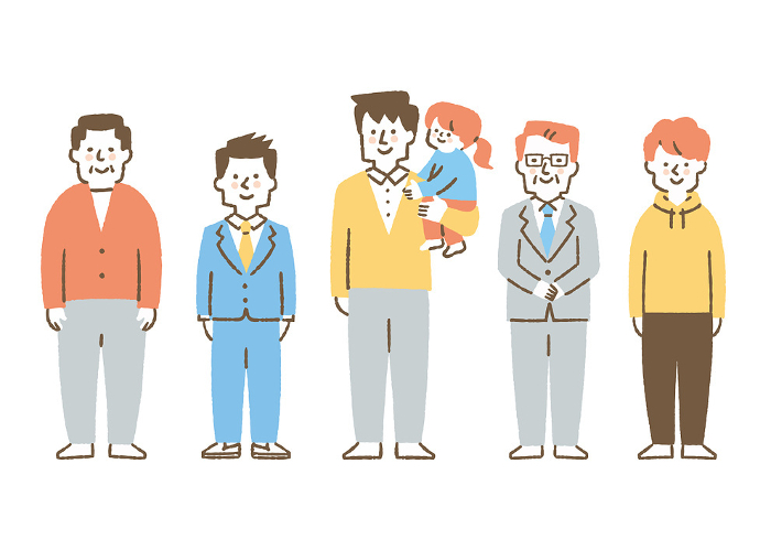 Set of men of various ages_Colors