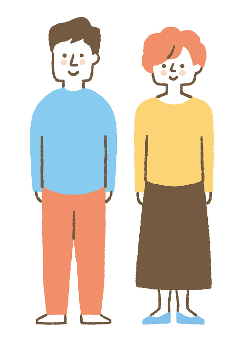 Two middle-aged couples standing side by side _color