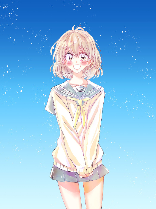 Schoolgirl in sailor suit, smile, tears