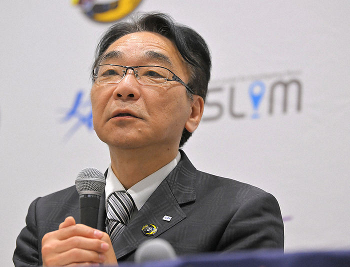 JAXA s Unmanned Spacecraft  SLIM  Successful Lunar Landing Hitoshi Kuninaka, director of JAXA s Institute of Space and Astronautical Science, holds a press conference following the successful landing of the Small Lunar Demonstrator  SLIM  on the Moon.