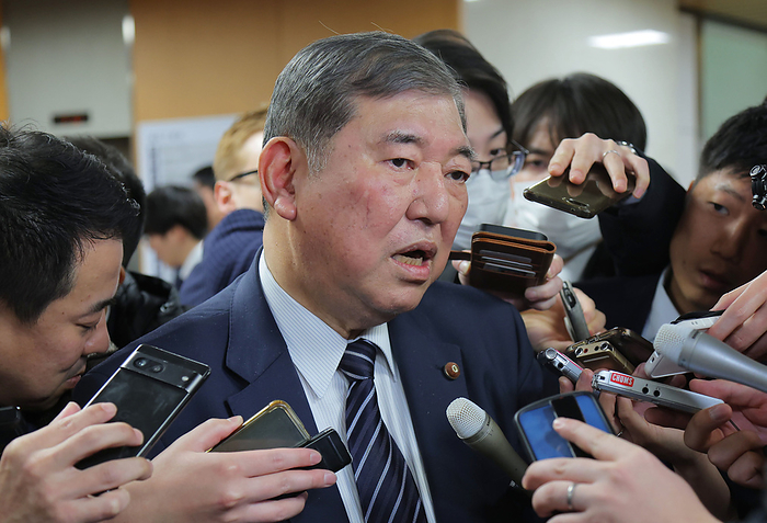 LDP and the LDP slush fund case: Political Revitalization Headquarters meets. Shigeru Ishiba is interviewed after a meeting of the Political Revitalization Headquarters.