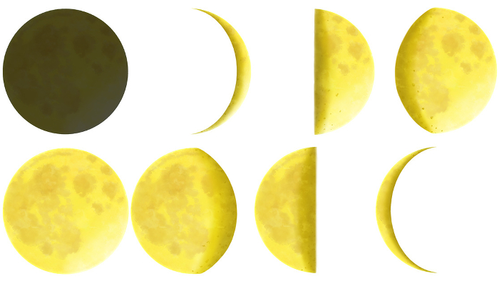 Set of realistic moon phases Illustrated illustrations