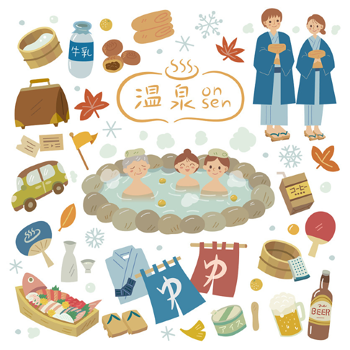 Onsen Trip Illustration Set