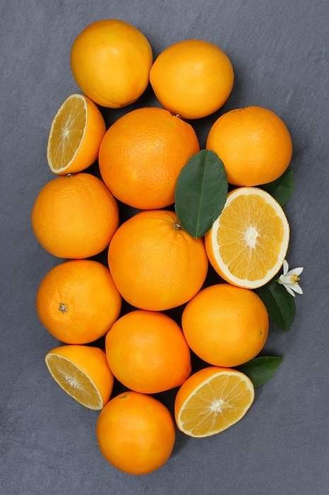 Orange orange fruit slate from top supervision
