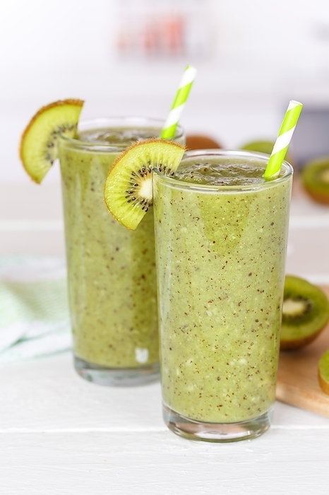 Green Smoothie Fruit Juice Drink Juice Kiwi in Glasses