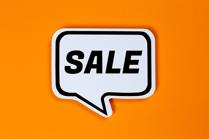 Sale Offer Shopping in Speech Bubble Communication Concept Talk in Stuttgart, Germany, Europe