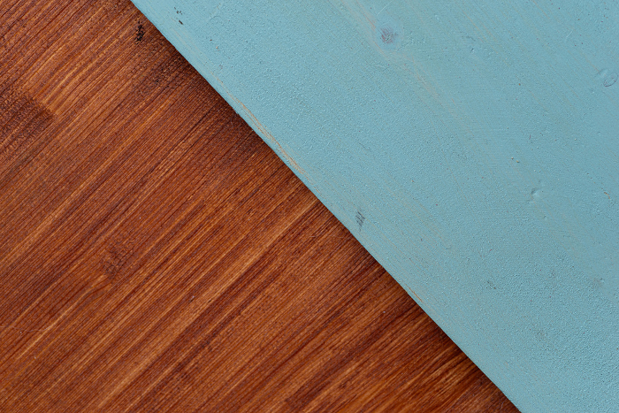 Blue and brown painted wood