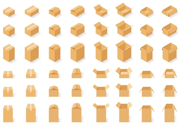 Vector illustration set of cardboard boxes
