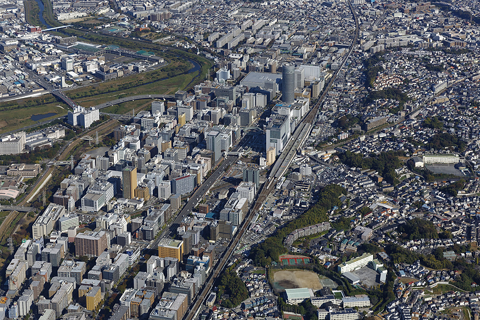 Aerial view around Shin-Yokohama Station