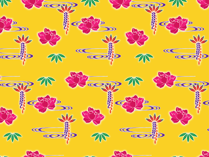 Seamless background of Okinawan pattern, Bingata