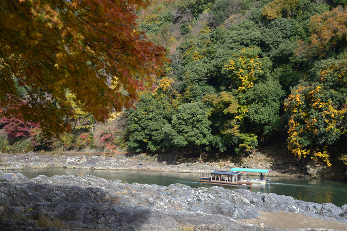 Arashiyama Valley Houseboat in Autumn Ukyo-ku, Kyoto