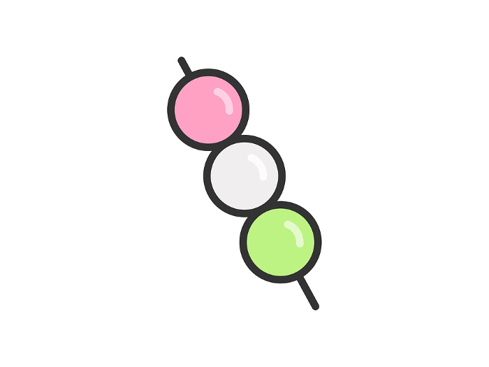 Clip art of three-color dumpling icon (line drawing color)