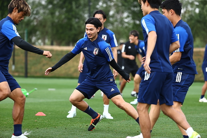 AFC Asian Cup Qatar 2023 Japan training session Japan s Takumi Minamino during a training session in Doha, Qatar, January 27, 2024.  Photo by JFA AFLO 