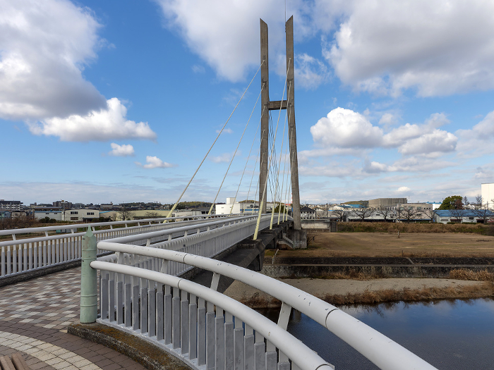 Ishikawa Cycle Bridge over Ishikawa in Tondabayashi, Osaka