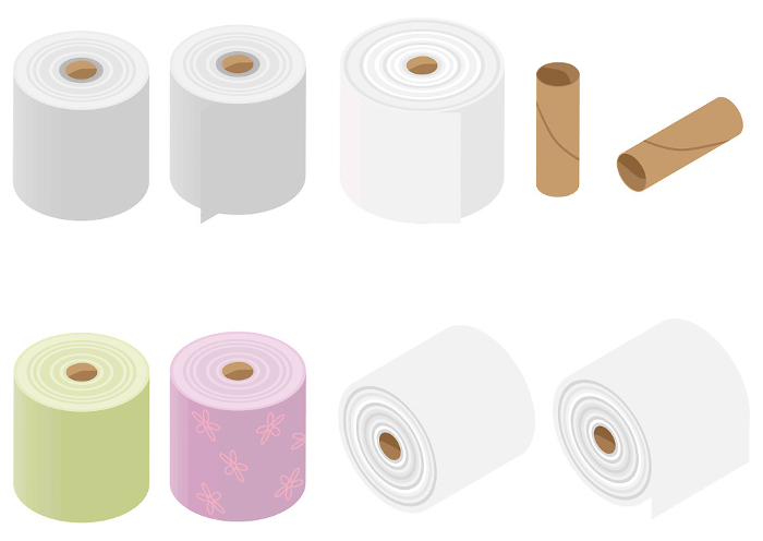 Isometric toilet paper material set