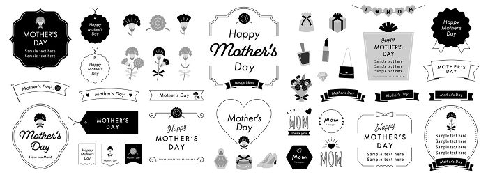 Mother's Day Design Ideas Set (English) B&W / Open Pass Available Editable