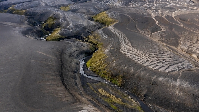 Iceland Glacial river from above, aerial view, river arms meander, South Iceland, Iceland, Europe, by Sonja Jordan