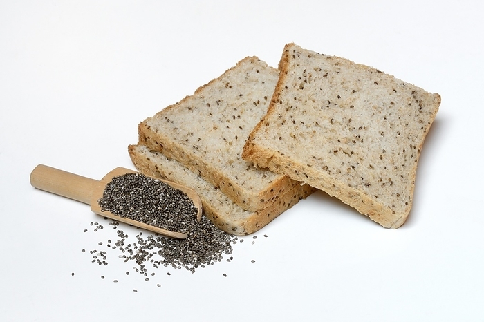 Sliced toast bread with chia seeds, Germany, Europe, by Jürgen Pfeiffer