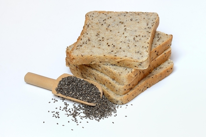 Sliced toast bread with chia seeds, Germany, Europe, by Jürgen Pfeiffer