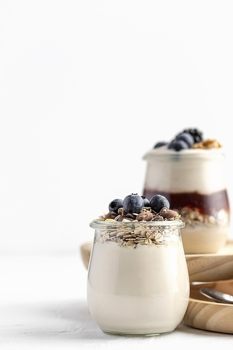 Front view yogurt mix with fruits oats jam, by Oleksandr Latkun