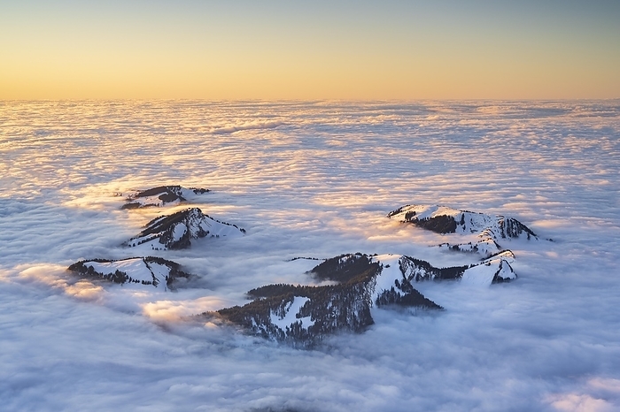 View of mountains and sea of fog from Säntis, evening mood, Alpstein, Appenzell, Switzerland, Europe, by Robert Haasmann