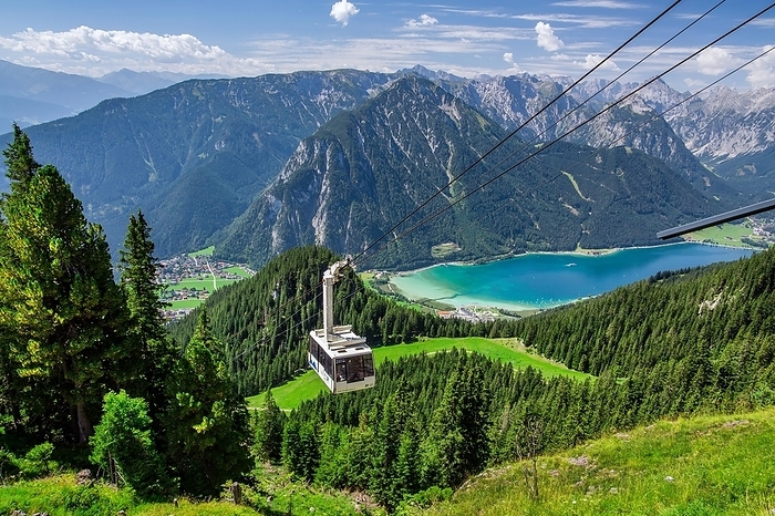 Rofanseilbahn with Achensee and Karwendel Mountains, Maurach, Achensee, Tyrol, Austria, Europe, by Günter Gräfenhain
