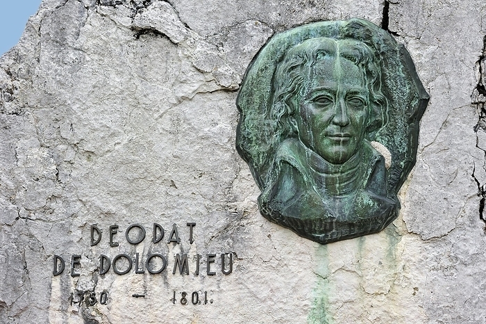 Monument in honour of the French geologist Déodat Gratet de Dolomieu at Cortina d'Ampezzo, Dolomites, Italy, Europe, by alimdi / Arterra / Philippe Clément