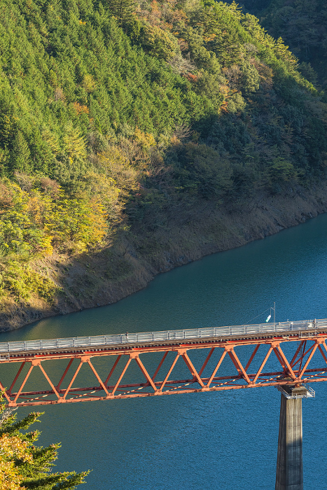 Railroad bridge over Oku-Oi Lake Station in Kawane-Honmachi, Haibara-gun, Shizuoka Prefecture, Japan