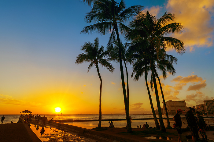 Hawaii United States Waikiki at sunrise, Honolulu, Oahu, Hawaii, USA