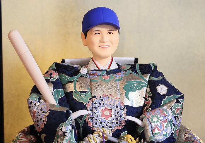 Shohei Ohtani and Haruka Kitaguchi hina dolls are displayed by doll maker Kyugetsu January 31, 2024, Tokyo, Japan    Japan s doll maker Kyugetsu displays a male  hina doll  of Los Angeles Dodgers two way players Shohei Ohtani at the company s showroom in Tokyo on Wednesday, January 31, 2024 ahead of the March 3 Girl s Day festival  Hina Matsuri . Ohtani moved to Dodgers from Angels in Major League Baseball  MLB  this season.    photo by Yoshio Tsunoda AFLO 