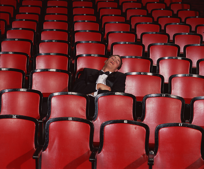 Fv3474, Steve Lawrence; Man In Tuxedo Asleep In Empty Theatre, by Steve Lawrence / Design Pics