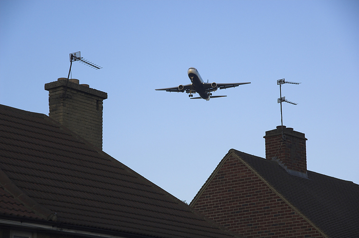 London, United Kingdom Aeroplane Landing Close To Buildings At Heathrow London England Uk, by Charles Bowman   Design Pics