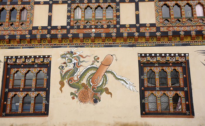 Bhutan Farmhouse With Fertility Symbol, Paro, Bhutan, by Chris Caldicott   Design Pics