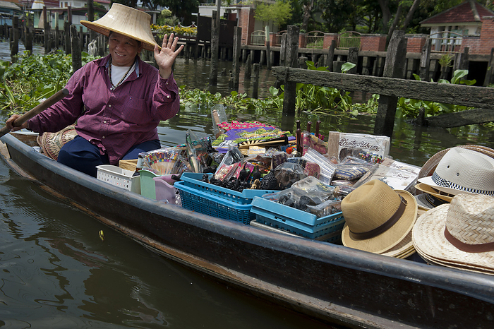 Bangkok, Thailand Thai Woman In Small River Boat Selling Goods  Bangkok, Thailand, by Chris Parker   Design Pics