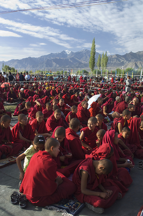 Ladakh, India Young monks and nuns at the Dalai Lama s Teachings. The Dalai Lama visited Leh, Ladakh   a Buddhist enclave in northern India, for four days in August, by James Sparshatt   Design Pics
