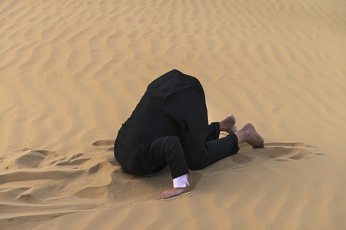 UAE Dubai Man In Smart Suit With Head Buried In The Sand  Dubai, United Arab Emirates, by Ian Cumming   Design Pics