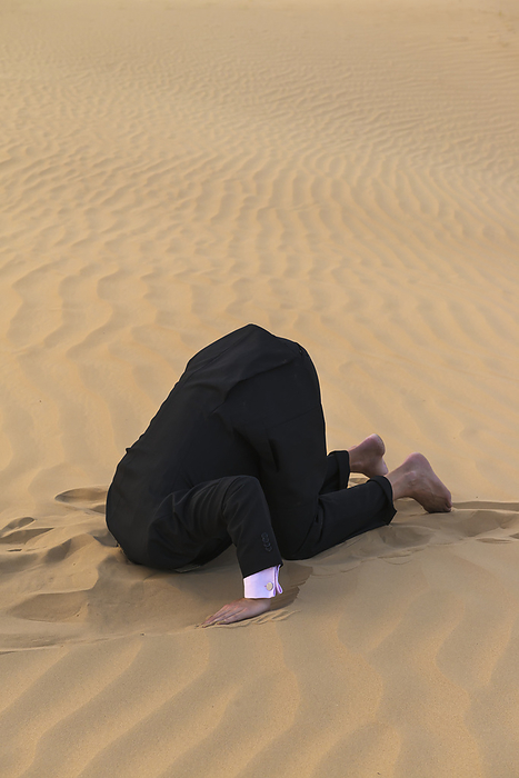 UAE Dubai Man In Smart Suit With Head Buried In The Sand  Dubai, United Arab Emirates, by Ian Cumming   Design Pics
