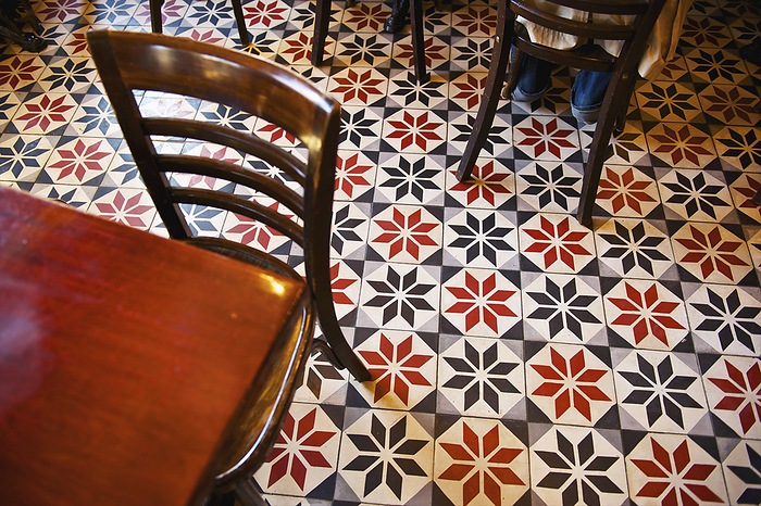 Paris, France Decorative Black And White Pattern On The Flooring Of A Restaurant  Paris, France, by Ingrid Rasmussen   Design Pics
