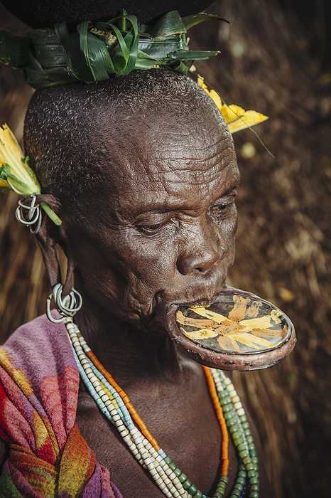 Ethiopia Elderly Surma Woman With Traditional Lip Plate, Omo Region, Southwest Ethiopia  Kibish, Ethiopia, by Toby Adamson   Design Pics