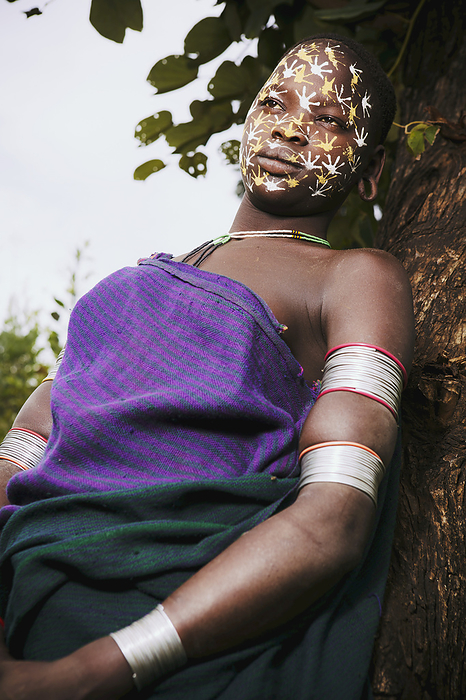 Ethiopia Young Surma Woman With Traditionally Painted Face, Omo Region, Southwest Ethiopia  Kibish, Ethiopia, by Toby Adamson   Design Pics