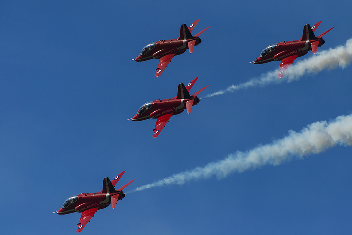 United Kingdom Red Arrows Performing Above Duxford Air Museum  Cambridgeshire, England, by Ian Cumming   Design Pics