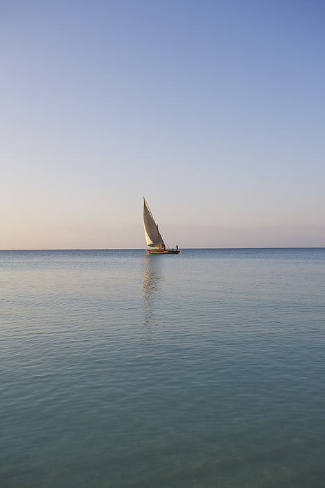 Mozambique A Sailboat In The Distance On The Tranquil Water Of The Indian Ocean  Vamizi Island, Mozambique, by Chris Caldicott   Design Pics