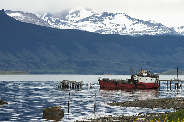 Chile A Fishing Boat In The Port  Puerto Natales, Magallanes And Antartica Chilena Region, Chile, by Keith Levit   Design Pics
